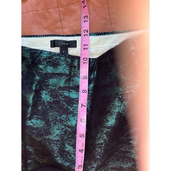 J. Crew Evergreen Jacquard Metallic Cropped Straight Pants Women's Size 8 - Picture 7 of 10
